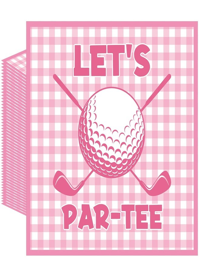 RUBOAOA 50 Pcs Golf Party Decorations Napkins, Pink Gingham Golf Let’s Par-Tee Disposable Napkins, Birthday Baby Shower Drink Dessert Table Decor - Image 1